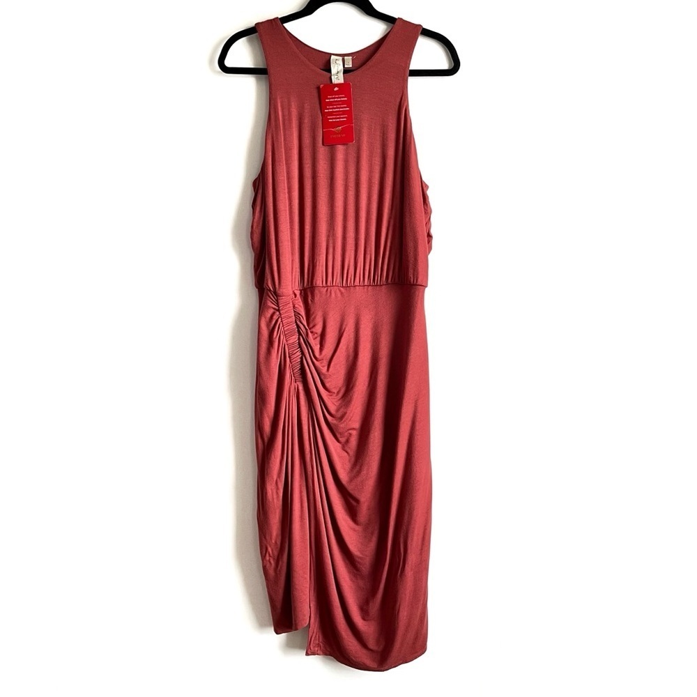 NWT Evereve Allison Joy Marsala Sutton Rouched Dress Size Large - Picture 9 of 9